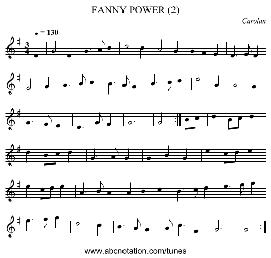 FANNY POWER (2) - staff notation