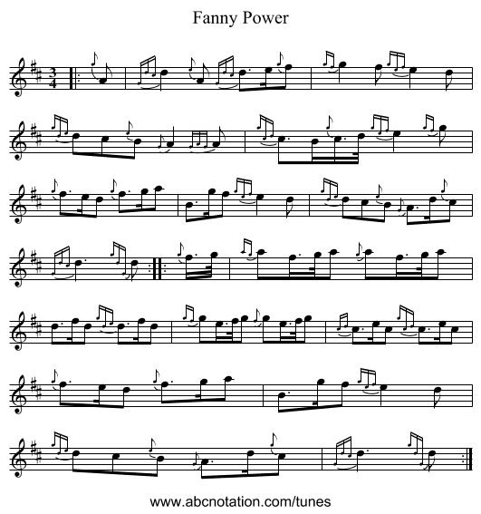 Fanny Power - staff notation