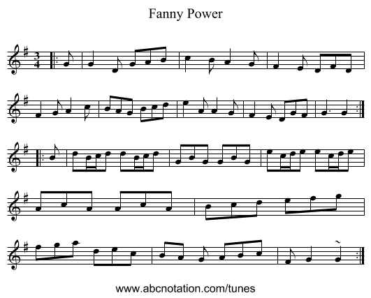 Fanny Power - staff notation
