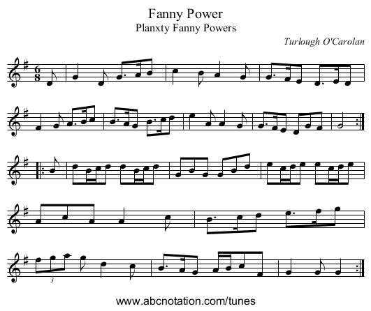 Fanny Power - staff notation