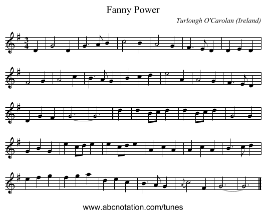 Fanny Power - staff notation
