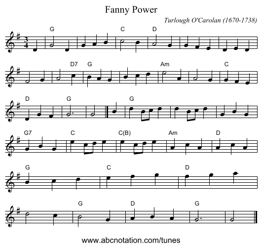 Fanny Power - staff notation