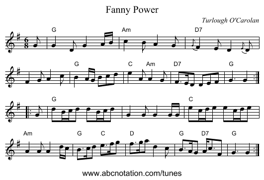 Fanny Power - staff notation