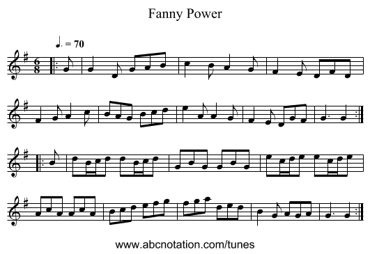 Fanny Power - staff notation