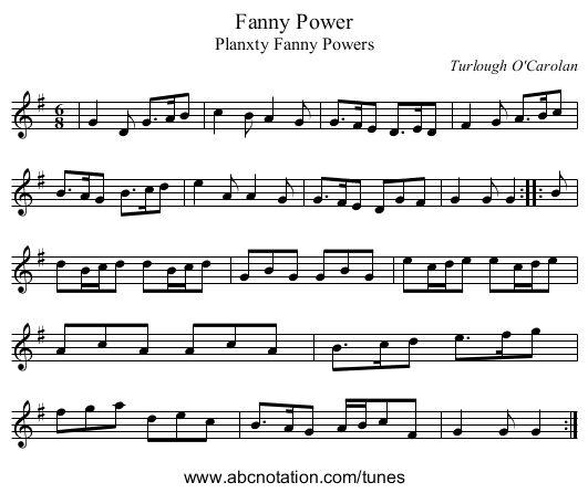Fanny Power - staff notation