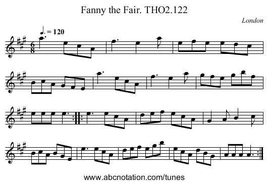 Fanny the Fair. THO2.122 - staff notation
