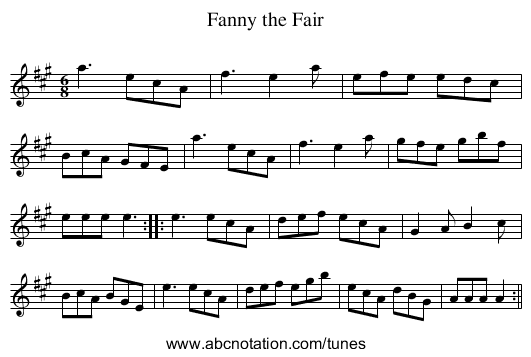 Fanny the Fair - staff notation