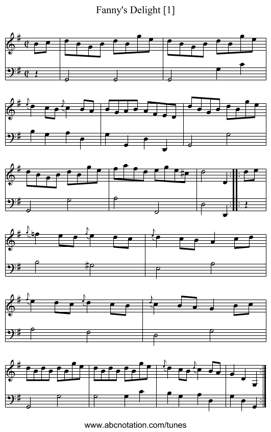 Fanny's Delight [1] - staff notation