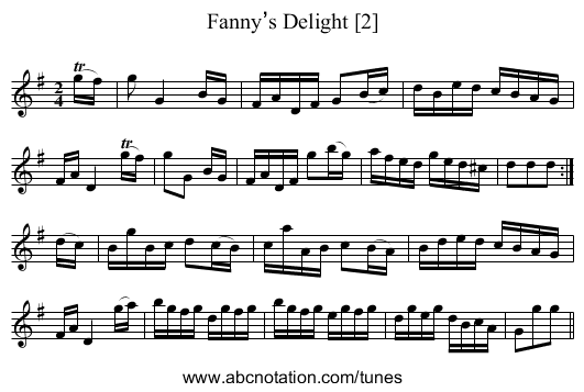 Fanny’s Delight [2] - staff notation