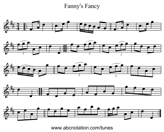 Fanny's Fancy - staff notation