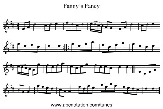 Fanny’s Fancy - staff notation