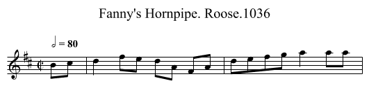 Fanny's Hornpipe. Roose.1036 - staff notation
