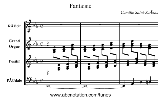 Fantaisie - staff notation