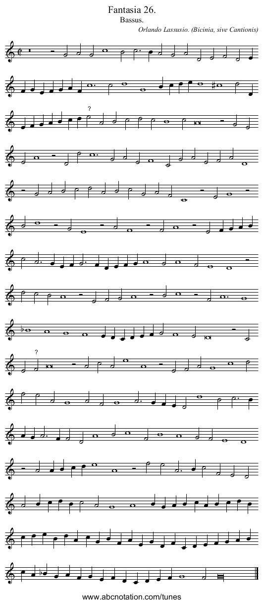 Fantasia 26. - staff notation