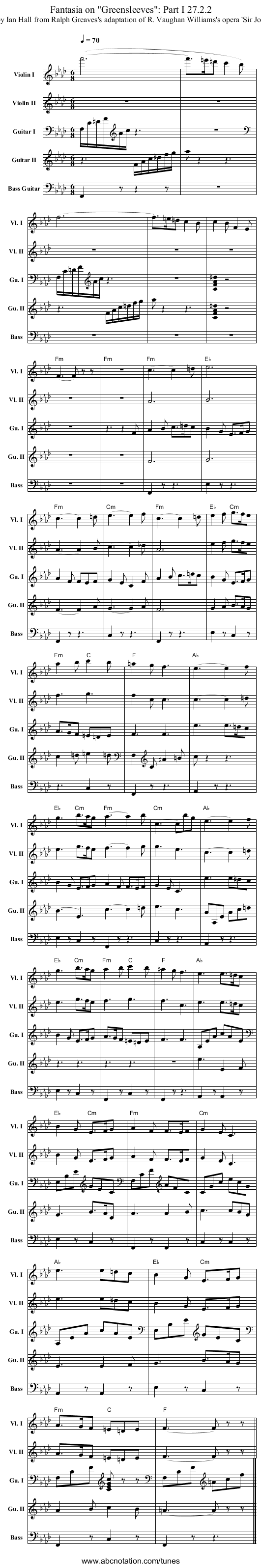 Fantasia on Greensleeves: Part I 27.2.2 - staff notation