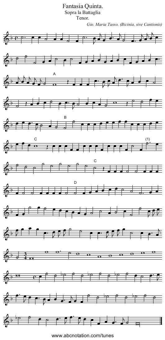 Fantasia Quinta. - staff notation