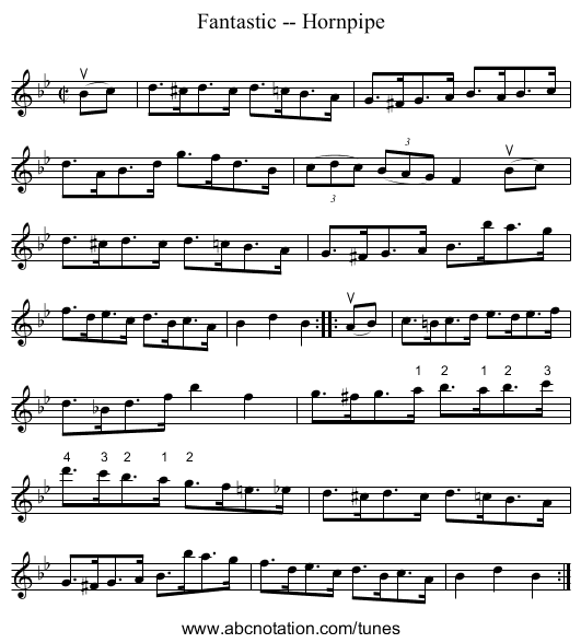 Fantastic -- Hornpipe - staff notation