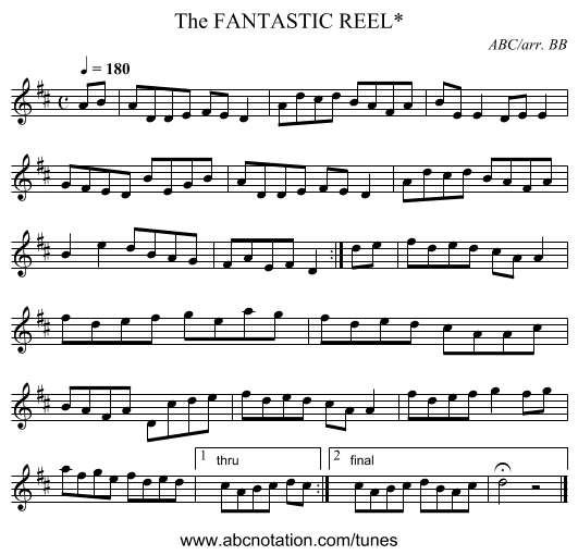 FANTASTIC REEL*, The - staff notation