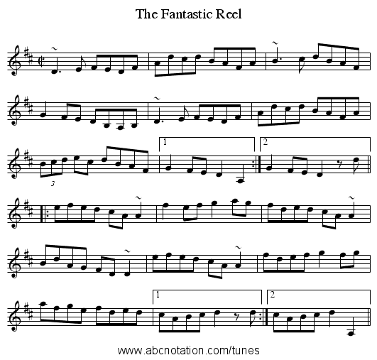 Fantastic Reel, The - staff notation