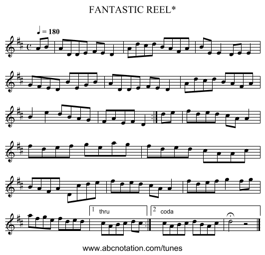 FANTASTIC REEL* - staff notation