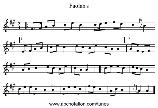 Faolan's - staff notation