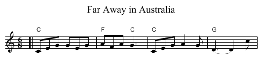 Far Away in Australia - staff notation