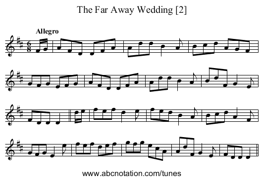 Far Away Wedding [2], The - staff notation