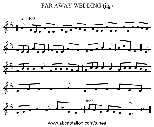 FAR AWAY WEDDING (jig) - staff notation