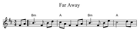 Far Away - staff notation