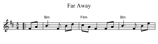 Far Away - staff notation