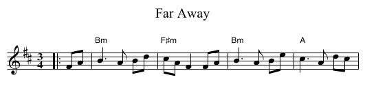 Far Away - staff notation