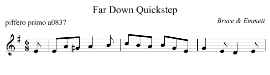 Far Down Quickstep - staff notation