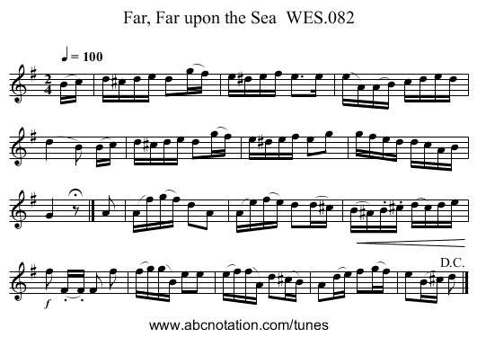 Far, Far upon the Sea  WES.082 - staff notation