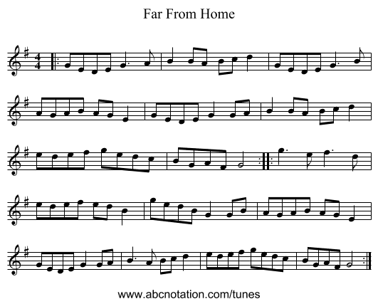 Far From Home - staff notation