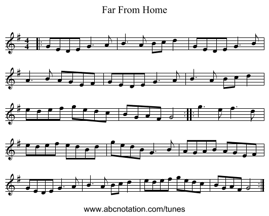 Far From Home - staff notation