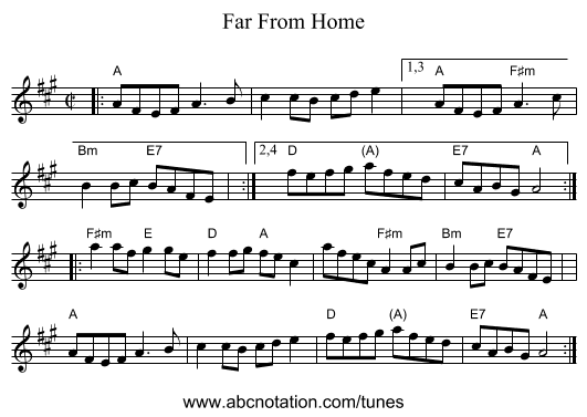 Far From Home - staff notation