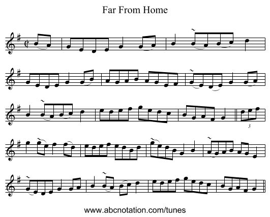 Far From Home - staff notation