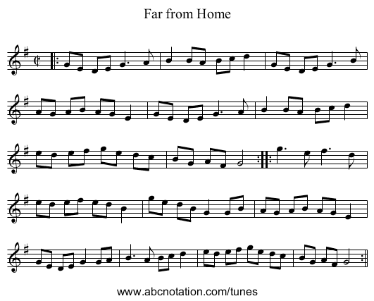 Far from Home - staff notation