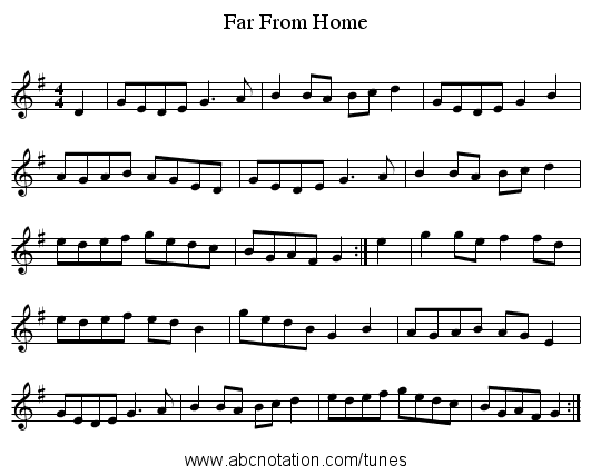 Far From Home - staff notation