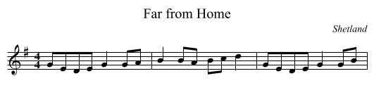 Far from Home - staff notation