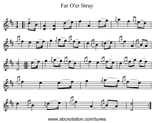 Far O'er Struy - staff notation