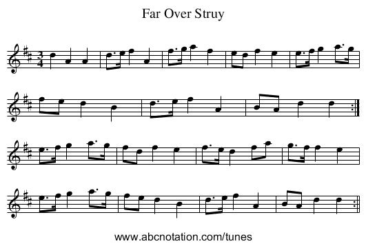 Far Over Struy - staff notation