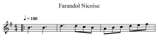 Farandol Nicoise - staff notation