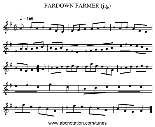 FARDOWN FARMER (jig) - staff notation