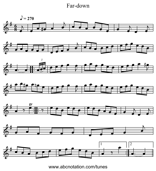 Far-down - staff notation