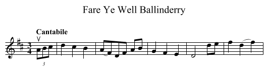 Fare Ye Well Ballinderry - staff notation