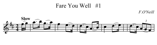 Fare You Well   #1 - staff notation