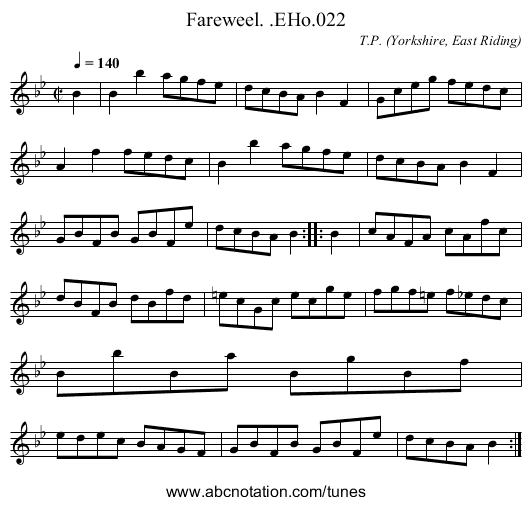 Fareweel. .EHo.022 - staff notation