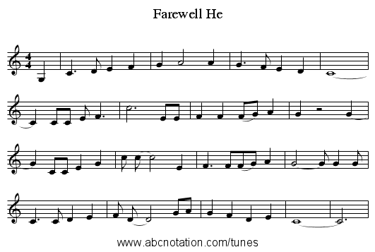 Farewell He - staff notation