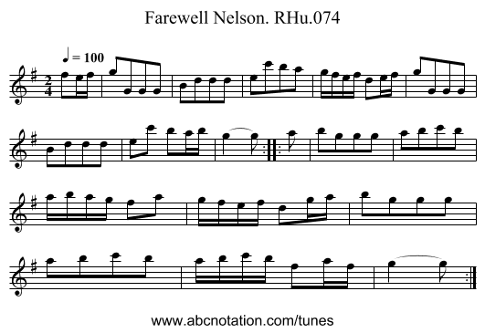 Farewell Nelson. RHu.074 - staff notation